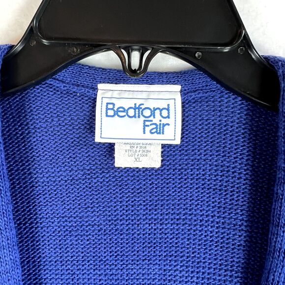 VTG 80's Bedford Fair Royal Blue Sweater Vest Academia Preppy Size XL NEW - Picture 2 of 6